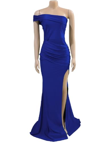 Image of Womens Off Shoulder Sexy V Neck High Split Long Maxi Dress, Formal Cocktail Party Evening Gown Mermaid Dress