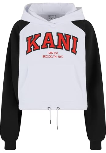 Karl Kani Damen KW224-005-1 KKSerif Crop Raglan Hoodie White/Black, M