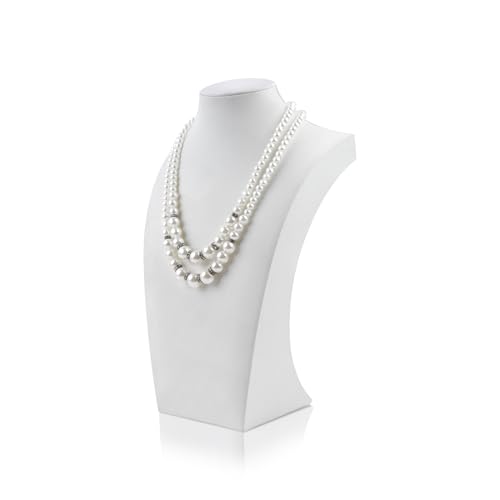 Homeanda Necklace Display Bust, PU Leather 9.8 x 5.7 Inches, White