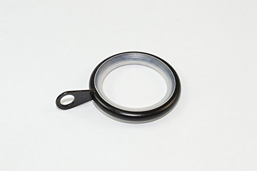 10 x Curtain Drape Rod Rings Silent Fixed Eye Black ID 25mm - OD 32mm