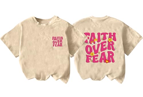 Image of Christian Shirts for Girls Faith Over Fear Shirt Religious Tees