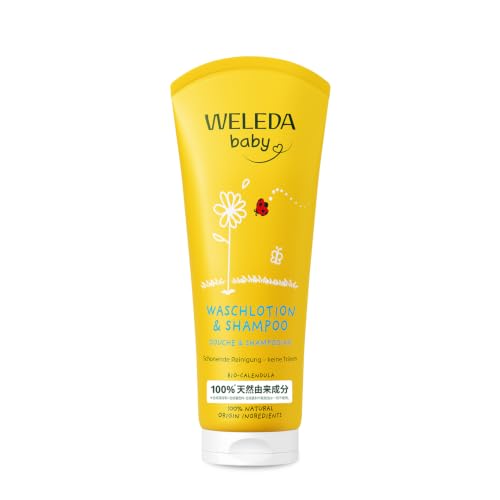 Weleda Calendula Baby Care Shampoo and Body Wash 200 ml | Natural Cosmetics Shower Gel Skin Care Hair Care Newborn Sensitive Skin Mild to Eyes Organic Baby Care Vegan Gentle Calendula