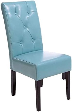 Christopher Knight Home Taylor Bonded Leather Dining Chairs, 2-Pcs Set, Teal Blue