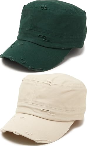 Image of Funky Junque Newsboy Hat for Women - Distressed Cadet Cap, Army Military Style Vintage Baseball Hat