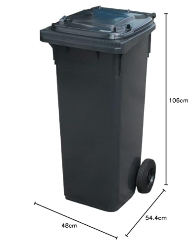 BritishBins Grey 140 ltr Wheelie Bin - Mid Size Household Wheelie Bin (For Many Councils) - Tough & Durable - For All Your Outdoor Rubbish & Recycling - EN840 Certified & Tested