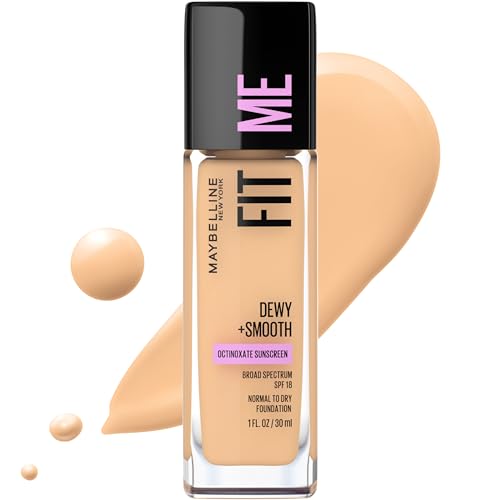Maybelline Fit Me Dewy + Smooth Liquid Foundation Makeup, Warm Nude, 1 Count (Packaging May Vary)