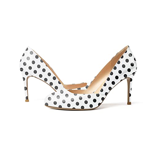 YODEKS Women's High Heel Pumps, Round Toe Slip on, D'Orsay for Work Casual Daily Life Party Dress Shoes4