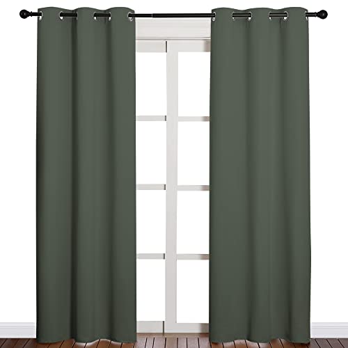 Image of NICETOWN Window Treatment Thermal Insulated Solid Grommet Blackout Curtains /Drapes for Bedroom (Dark Mallard, Set of 2 Panels, 42 by 84 Inch)