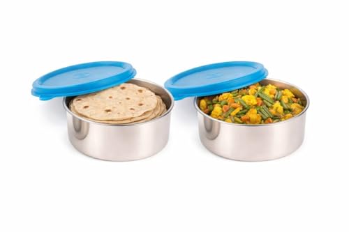 Image of TOSAA Stainless Steel Sigma Container Large - 1020 ml (Pack of 2) | Airtight & Leakproof Lid |Compact & Travel-Friendly | Easy to Carry | Perfect for Office, School & Home Use Large