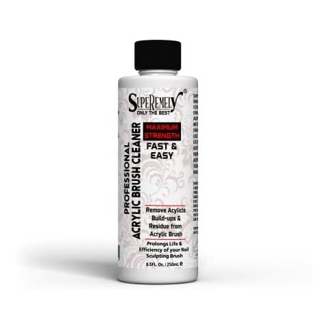 Supremly Acrylic Nail Brush Cleaner 250ml | Powerful Liquid Cleaner For Acrylic Gel Nail Brushes | Remove Oil Residue And Build-up | All Purpose Makeup Brushes Cleaner Cover