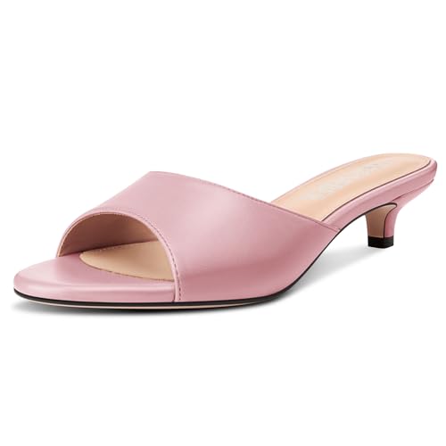 Image of TNYNFBEB Womens Low Kitten Heel Open Toe Sandals Mules Shoes Slingback Prom Party Dress Summer 1.4 Inches Heels