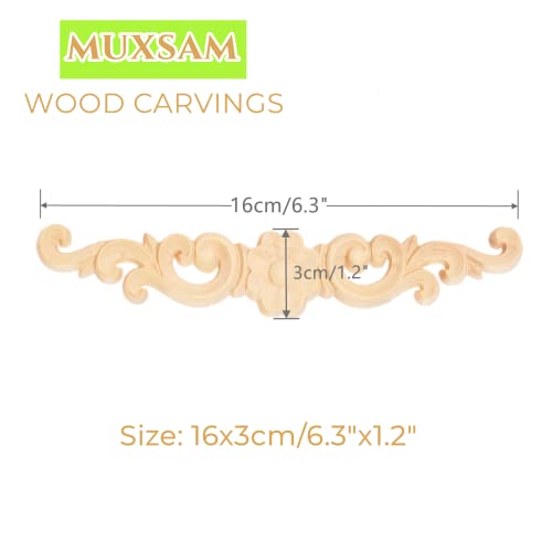 MUXSAM 4pcs 16 * 3cm Holz Skulptur Lang Corner Flourish Applique Blumenmuster Möbel Deko Europäischer Stil