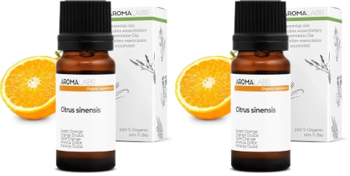 BIO - Aceite Esencial NARANJA DULCE - 10mL - 100% Puro, Natural, Quimiotipado y Certificado AB - AROMA LABS (Marca Francesa) (Paquete de 2)