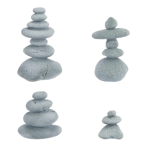SUPERFINDINGS 4 Styles Stacking Stones Japanese Garden Decorations Balanced Stacked Stones Mini Rock Stone for Office Garden Home Relaxing Yoga Meditation Accessories