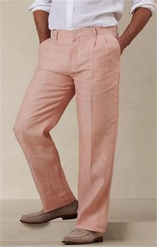 Mens Linen Pants Men's Dress Pants Classic Slim Fit Pants Lightweight Trousers Business Party Wedding2