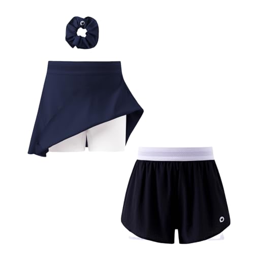 PATPAT Girls Sports Set, Girls Tennis Skirt & 2-in-1 Shorts, Size US8/S