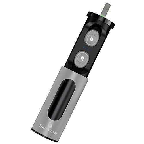 Bluetooth Headset 5.0, In-Ear-Noise-Cancelling-Kopfhörer, Stereo-Sport-Kopfhörer, Mit Tragbaren Aluminium-Ladebox,Silver