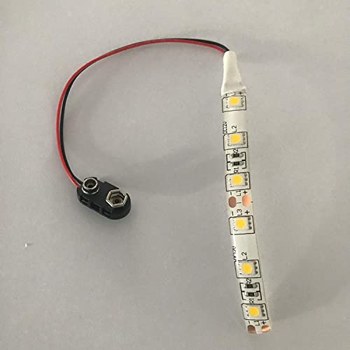 online-leds 10cm 6 LEDs Warm White Dolls House LED Lamp Lights Lighting Strip 5050 9V Battery Operated