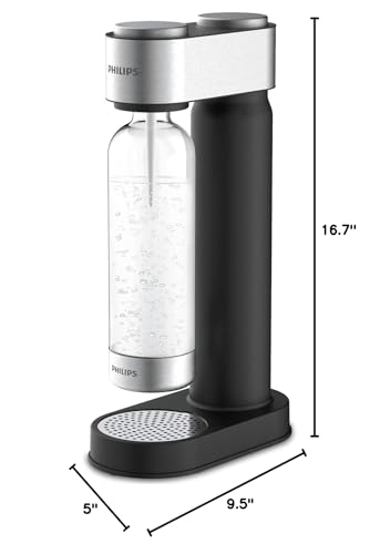 Image of Philips Stainless Sparkling Water Maker Soda Maker Machine for Home, BPA free PET 1L Carbonating Bottle, Compatible with Any Screw-in 60L CO2 Exchange Carbonator(NOT Included), Black