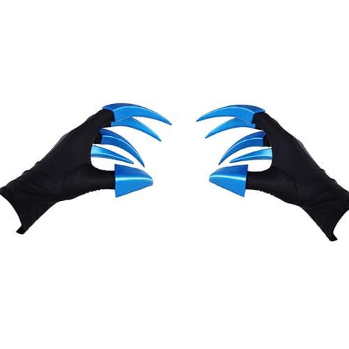 Waslary Alastor Gants unisexe Anime Cosplay Costume Accessoires Monster Gants avec griffes amovibles Accessoires Halloween, bleu, taille unique