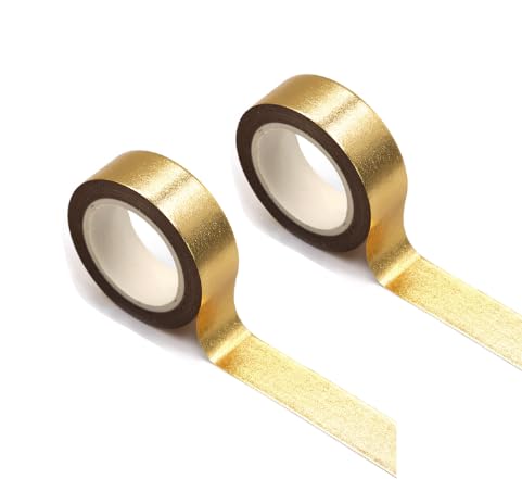 HHZZMIAO Gold washi Tape for Wall Decor Decorative Tape Crafts Washy-Tape Mirror Tape Self Adhesive Masking Tape (0.59in x33FT,Gold,2 Rolls)