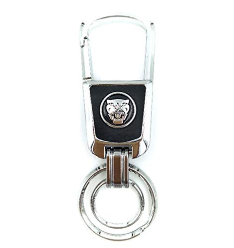 TSD Car Key chain Zinc alloy Handmade Leather Double Ring Keychain For Jaguar(Leopard head Sign)