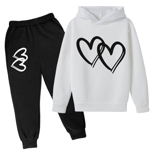 Sweat à capuche cœur Saint-Valentin enfant en coton doux et thermique
