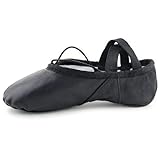 Black Ballet Shoes Girls Leather Ballet Flats Ballerina Dance Shoes Gymnastic Yoga Dancing Slippers Split Sole Ballet Pumps Kids (3 UK Girls) - Image 8