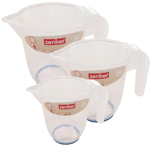 MATERIALE: realizzate in plastica per alimenti trasparente, le caraffe sono atossiche e inodori, garantendo la massima sicurezza a contatto con cibi e bevande. La loro trasparenza e la scala graduata ben visibile permettono una misurazione precisa e senza errori di ingredienti liquidi e secchi