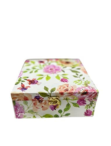 Craftworx Wooden MDF Multi Purpose Boxes For Jewellery/Gifts Size(8x8x3) Inches (White)