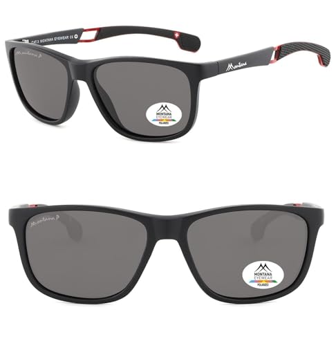 Montana Eyewear Polarised Sports Sunglasses SP315 Matte Plastic with Rubberised Temples, black