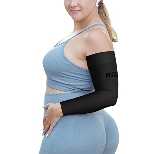 Amzam® Medical Compression Arm Sleeve For Women & Men, 15-20 Mmhg Graduated Compression Brace With Silicone Band For Pain Relief, Lymphedema, Edema, Swelling, Arthritis, Black M #TOP2