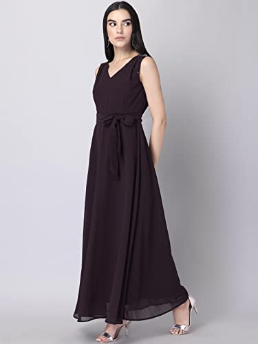 Image of FabAlley Women Maroon Embellished Maxi Dress