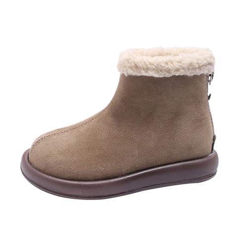Girls Boys Fuzzy Warm Winter Short Boots with Furry Faux F𝐮r Lining Platform Bootie Shoes for Toddler Big Kids