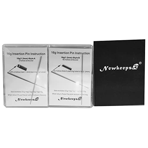 Newkeepsr 2Pcs-16G(1.2Mm) 316L Steel Calor Style Taper Insertion Pin For Ear/Nose/Navel/Nipple/Lip/Eyebrow Stretcher, Body Piercing Stretching Kit Assistant Tool #TOP6