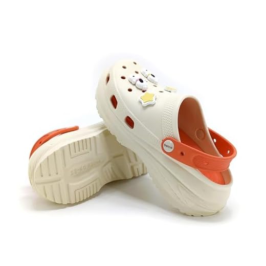 Beice Eva Easy Light Weight Sandals For Women | Comfortable and with Adjustable Back Strap | Water Resistance Clogs (Pack of 1) (Cream/Orange, 4)