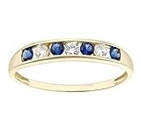 Old English Jewellers 9ct Yellow Gold on Silver Blue Sapphire Eternity Ring - sizes J to V (R)