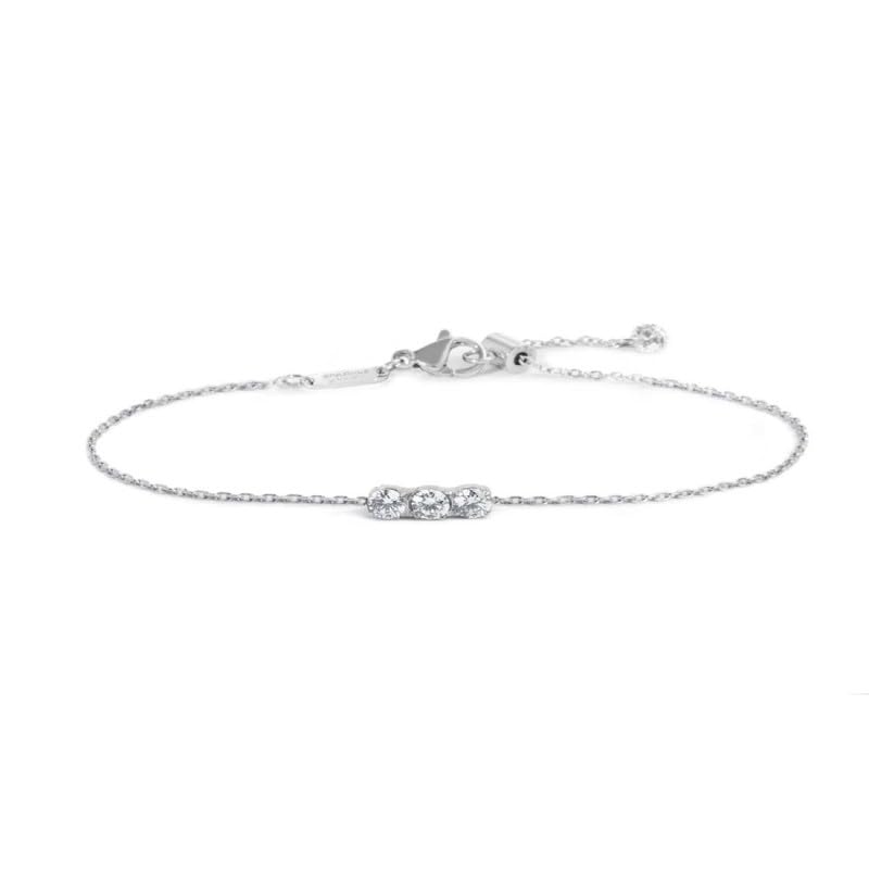Bracelet femme Marlù avec trois zircons centraux fins en acier argenté chic