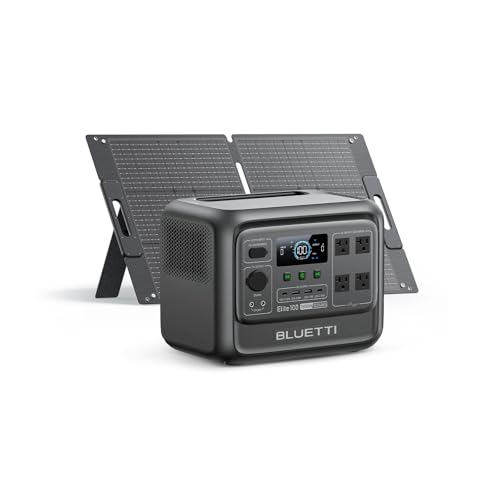 BLUETTI Solar Generator Elite 100 V2 with 100W Solar Panel, 1024Wh 1800W | 3600W Surge, 70 Min Fast Charging, 10ms UPS, LiFePO4 Battery, Portable Power Station for Camping, Emergency, Road T