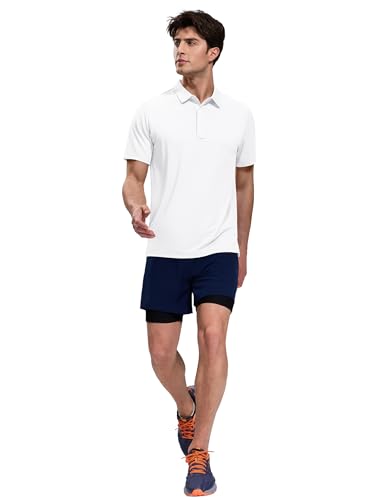 Image of MIER Polo Shirts for Men Short Sleeve Dry Fit Performance Golf Tennis Active Collared Shirts, UPF 50+ Sun Protection