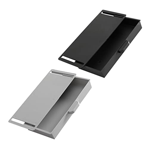 GRIRIW 2pcs Under Desk Storage Box Adhesive Organizer for Office Hidden for Desk Supplies Capacity for Home Office Organization Gray