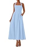 KIRUNDO Summer Dresses for Women 2025 Halter Maxi Wedding Guest Party Cocktail Semi Formal Elegant Classy Long Sundress(Light Blue, XX-Large)