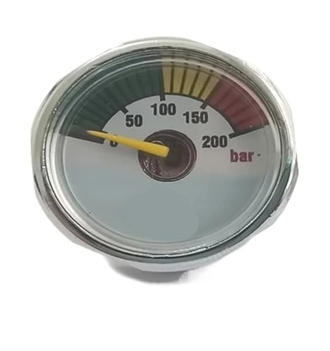 Manómetro de presión 200 bar y 1 pulgada compatible con roscas 1/8 BSPP