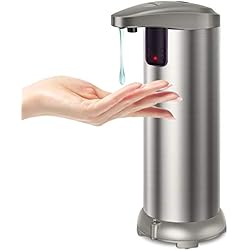 Fregadero Gotea Por Abajo KaKille Dispensador de jabón automático con Sensor de Movimiento por Infrarrojos, Base Impermeable e Interruptor Ajustable Adecuado para baño, Cocina, Hotel, Restaurante (Acero Inoxidable)
