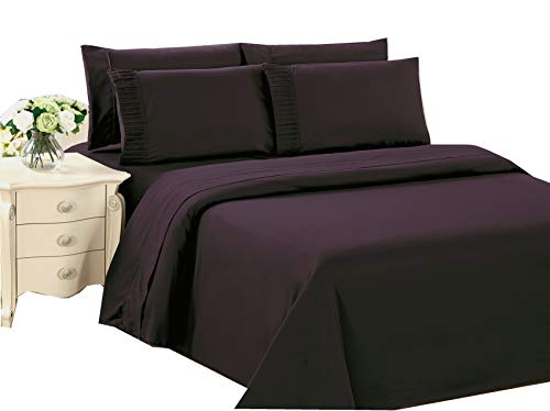 Marina Decoration Ultra Soft Silky Zipper Solid Rayon Derived from Bamboo All Season 3 Pieces Duvet Cover Set with 2 Pillowcases, Eggplant Color King Size