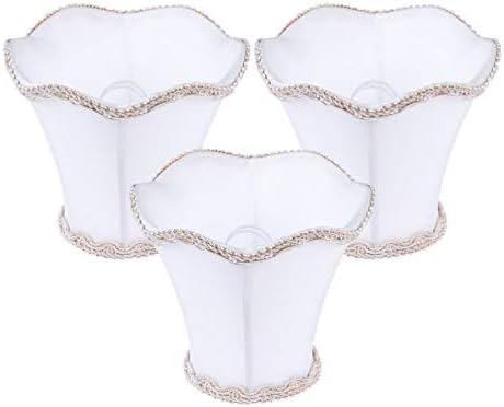 LIOOBO 3pcs/Bag European Lamp Shades Candle Chandelier Lampshade Holder Modern Lamp Shade kit for Upward Pointed Candle-Style Bulb/Table Lamp/Wall Light (024White Flash)
