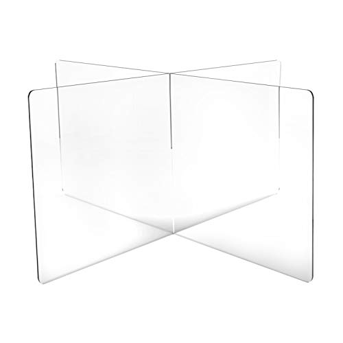 DeskDefender Plexiglass Sneeze Guard | 5mm Thick Acrylic | 4-Person Divider Shield for Shared Tables | Simple Interlocking Assembly | Perfect for Lunch & Cafeteria Tables