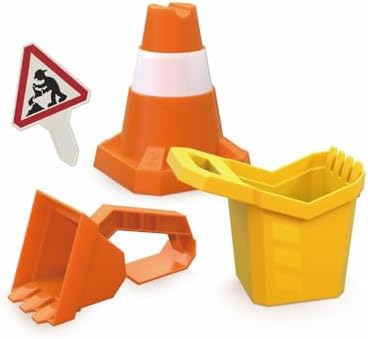 Hape Construction Sand Toy Set | Toy Set with Bucket, Shovel, Cone and Sign, for Children Ages 3+ Years
