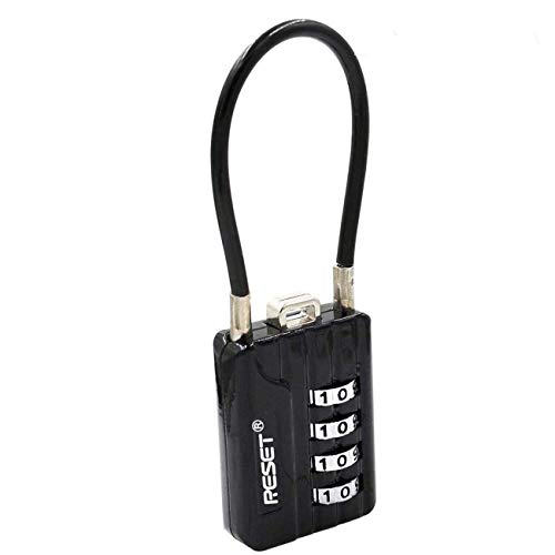 RESET-200 4-stelliges Zahlenschloss mit 10 cm Drahtseil,Hochsicherheitsschloss,geeignet für Gepäck,Waffenkoffer, Werkzeugkasten,Helm,1 Packung