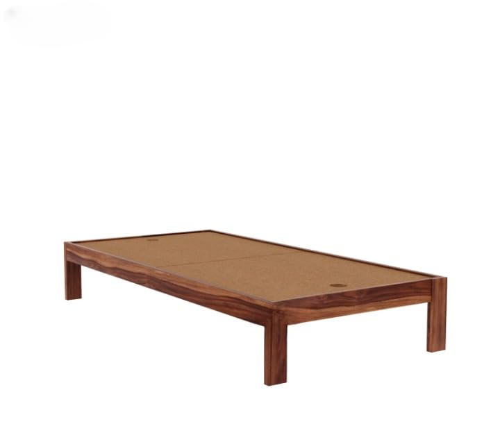 Image of SUNCOM Solid Sheesham Wood Single Bed Without Storage - Single Cot Wooden Palang - Space Saving Single Size Bed for Bedroom (Natural Finish) Mattress Size: 78x36 Inch